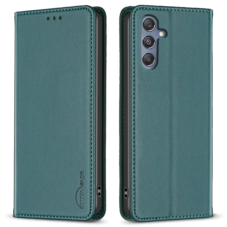 BINFEN COLOR BF18 für Samsung Galaxy F34 5G / M34 5G Lederhülle Kartenfach Faltbarer Ständer - Grün