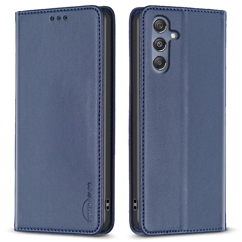 BINFEN COLOR BF18 For Samsung Galaxy F34 5G / M34 5G Leather Phone Case Card Holder Foldable Stand Cover - Blue