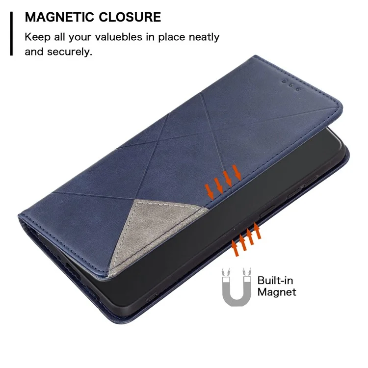 Para Samsung Galaxy F34 5G / M34 5G Funda con tapa de soporte Funda de piel de poliuretano con línea grabada Estuche de teléfono con ranuras para tarjetas - Azul