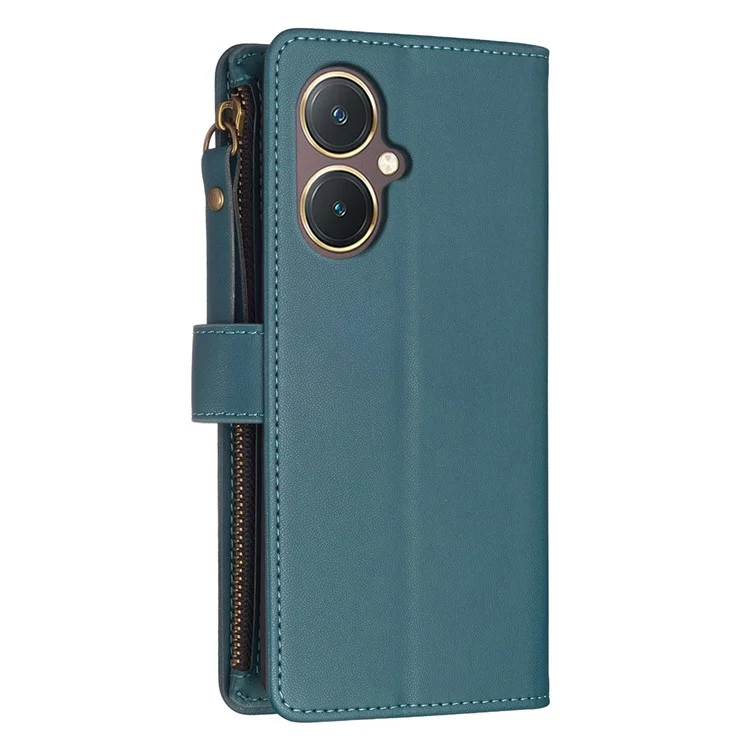 BF Style-19 para vivo Y27 4G Zipper Pocket Wallet Case Flip PU Leather Stand Phone Cover - Verde