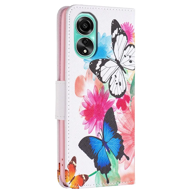 For Oppo A78 4G Leather Wallet Case Pattern Printing Stand Protective Phone Cover - Two Butterflies