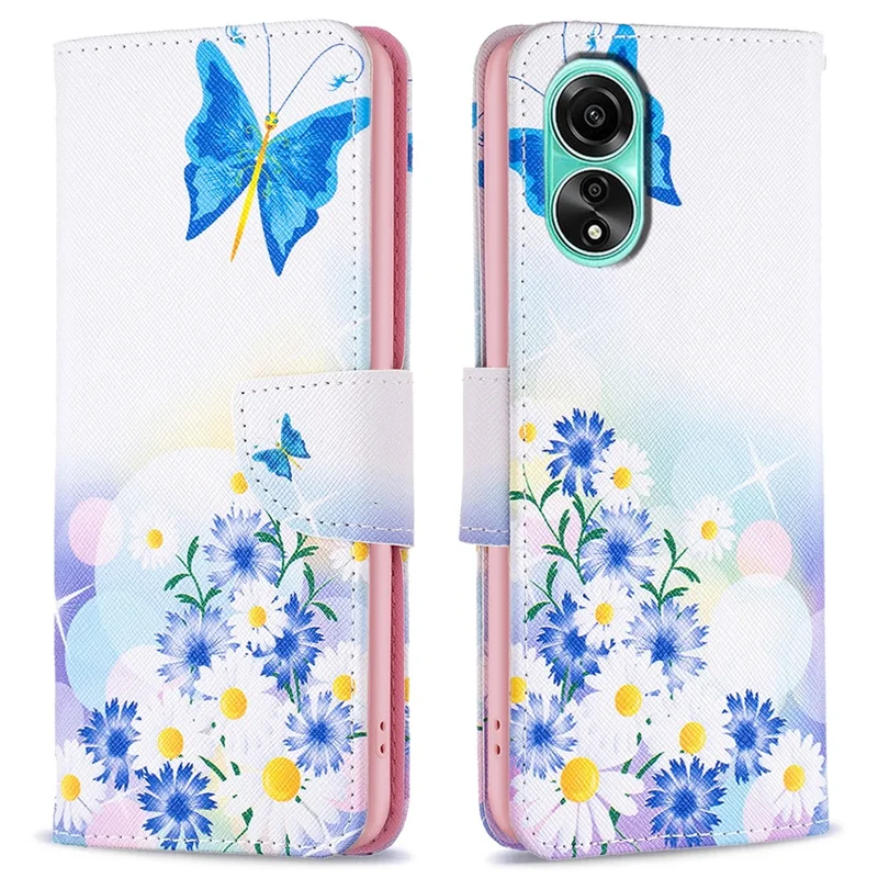 Per Oppo A78 4G Custodia Portafoglio in Pelle Stampa a Motivi Custodia Protettiva per Telefono - Farfalla e Fiori