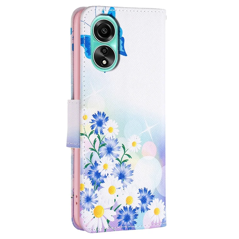 Per Oppo A78 4G Custodia Portafoglio in Pelle Stampa a Motivi Custodia Protettiva per Telefono - Farfalla e Fiori