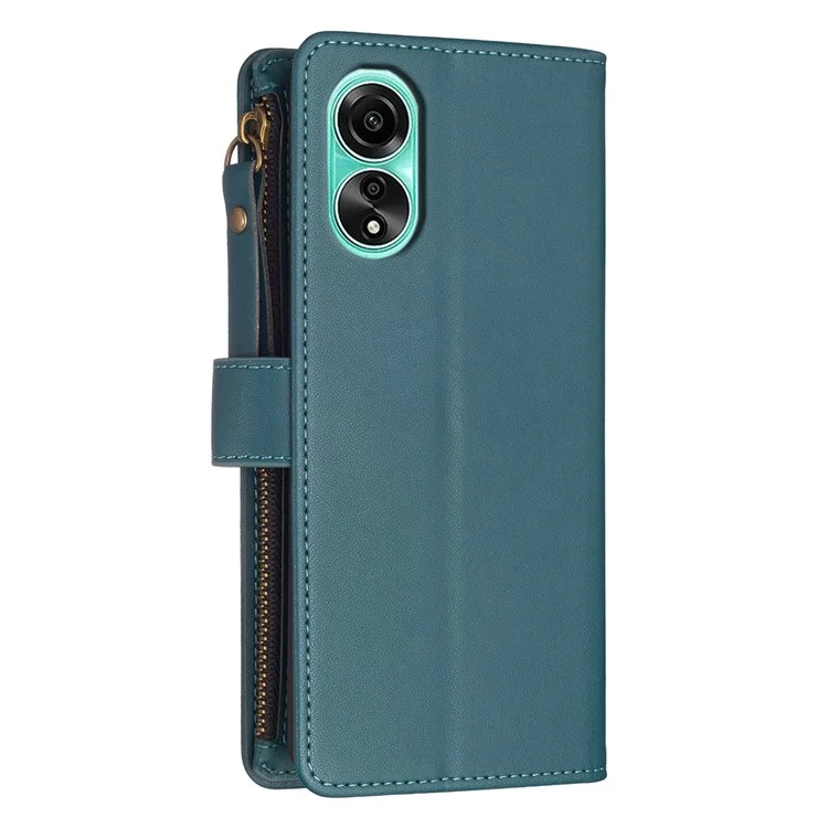 BF Style-19 Para Oppo A78 4G Funda de cartera de cuero PU con soporte a prueba de golpes con bolsillo con cremallera - Verde