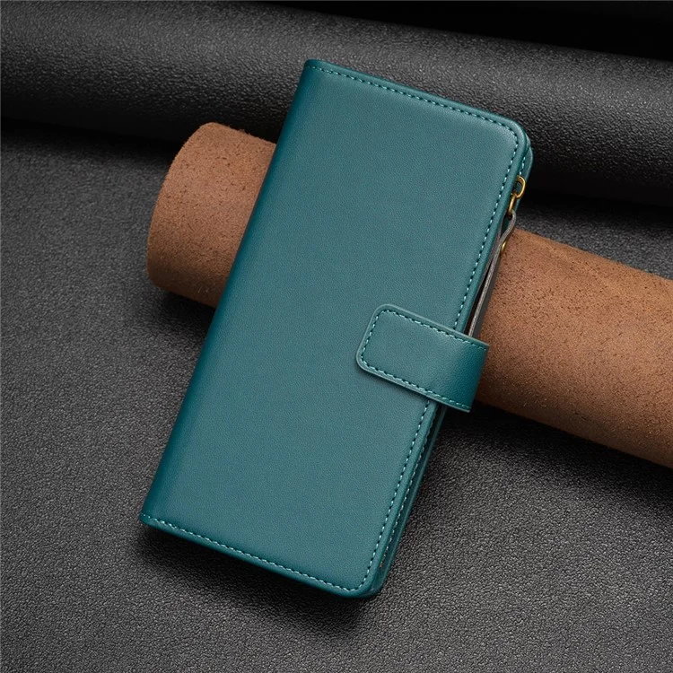 BF Style-19 Para Oppo A78 4G Funda de cartera de cuero PU con soporte a prueba de golpes con bolsillo con cremallera - Verde