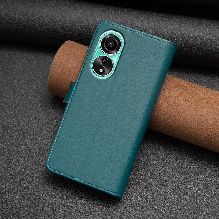 BF Style-19 Para Oppo A78 4G Funda de cartera de cuero PU con soporte a prueba de golpes con bolsillo con cremallera - Verde