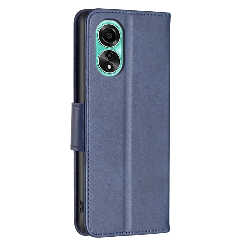 For Oppo A78 4G Slim-Fit Phone Shell Solid Color Wallet  PU Leather Phone Case Stand Phone Cover - Blue
