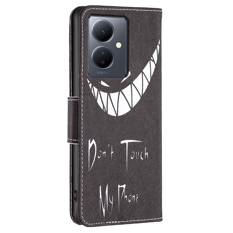 PU-Leder-Flip-Case für vivo Y78 (China) 5G / Y36 4G (Global) / Y36 5G (Global), musterbedruckter Ständer-Wallet-Handyhülle - Fass mein Handy nicht an