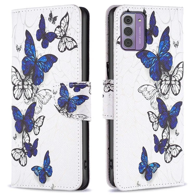 Flip PU Leather Cover for Nokia G42 / G310 , Stand Pattern Printing Wallet Phone Case - Butterflies
