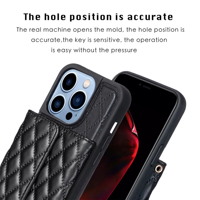 For iPhone 15 Pro Horizontal Card Slots Phone Case PU Leather Coated TPU Kickstand Fall-proof Cover - Black