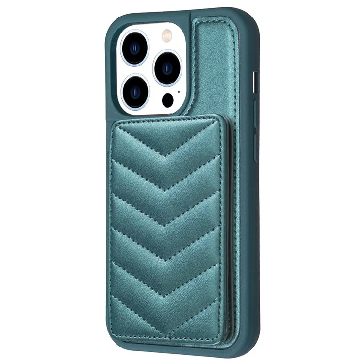 BF26 Cellphone Cover für iPhone 15 Pro Max, Ständer-Kartenhalter, Telefon-Shell, TPU+PU-Leder-Hülle - Grün