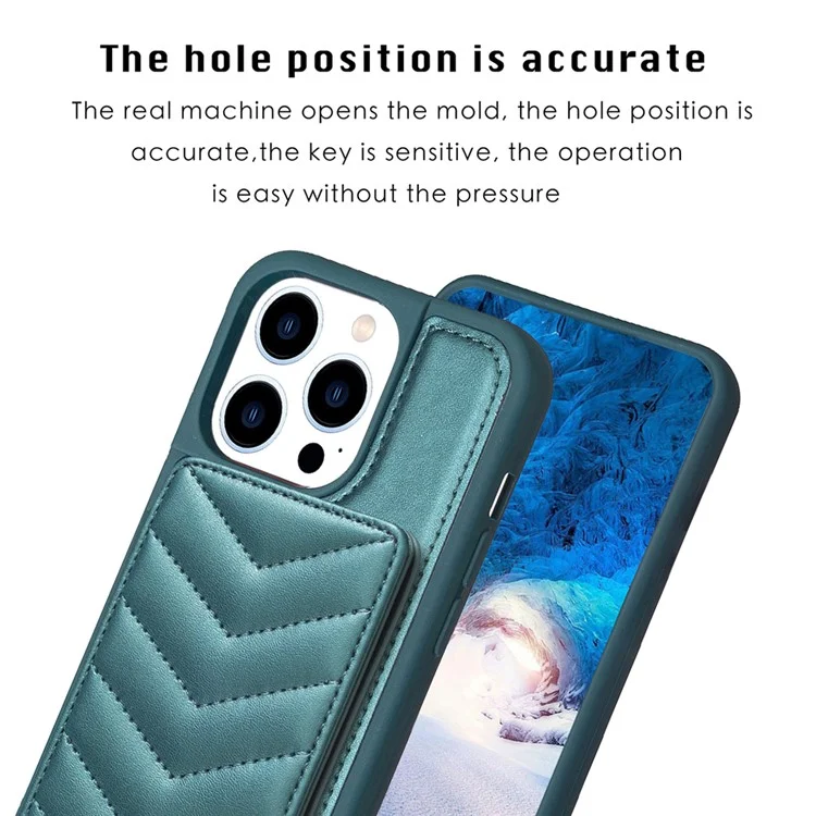BF26 Cellphone Cover für iPhone 15 Pro Max, Ständer-Kartenhalter, Telefon-Shell, TPU+PU-Leder-Hülle - Grün