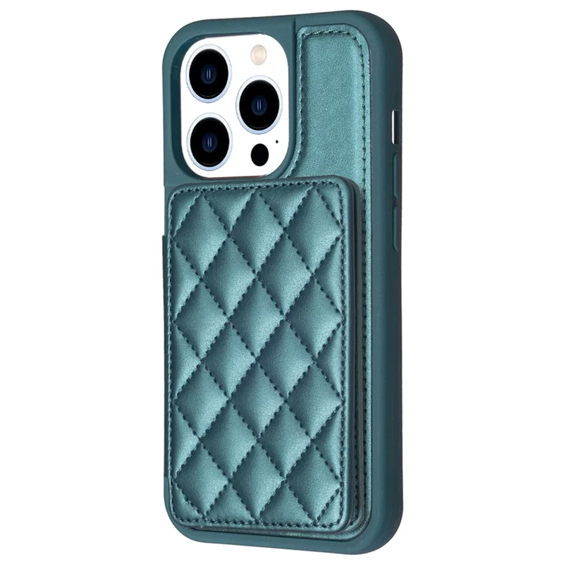 BF25 Phone Case for iPhone 15 Pro Max Drop-proof Card Holder Kickstand PU Leather Coated TPU Cover - Green