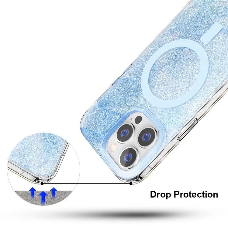 Bulk Buy Slim Phone Case für iPhone 14 Pro Max Ink Pattern Epoxy TPU+PC Cover kompatibel mit MagSafe (MOQ: 50) - Blau