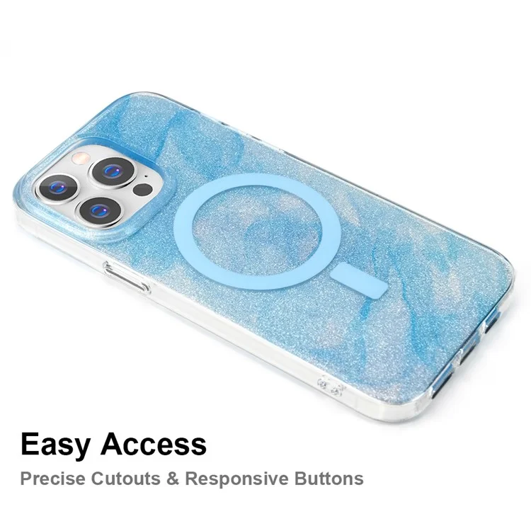 Bulk Buy Slim Phone Case für iPhone 14 Pro Max Ink Pattern Epoxy TPU+PC Cover kompatibel mit MagSafe (MOQ: 50) - Blau