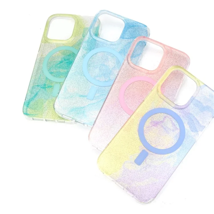 Bulk Buy Slim Phone Case für iPhone 14 Pro Max Ink Pattern Epoxy TPU+PC Cover kompatibel mit MagSafe (MOQ: 50) - Blau