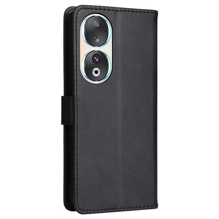 Серия KT Leather-2 для Honor 90 Slim-Fit, чехол-книжка из искусственной кожи с жёстким корпусом, чёрный