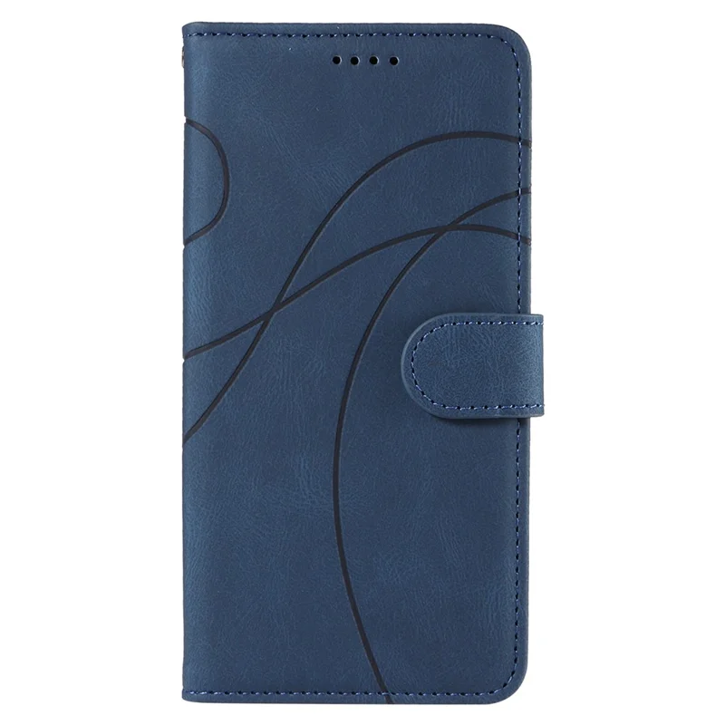 For Honor 90 Anti-Scratch PU Leather Shell Imprinted Curved Line Wallet Stand Cell Phone Case - Blue