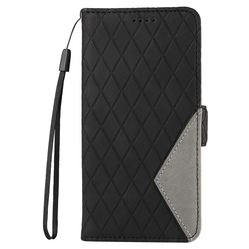 Pour Honor 90 Splicing PU Leather Phone Case Rhombus Imprinted Flip Stand Wallet Cover - Noir