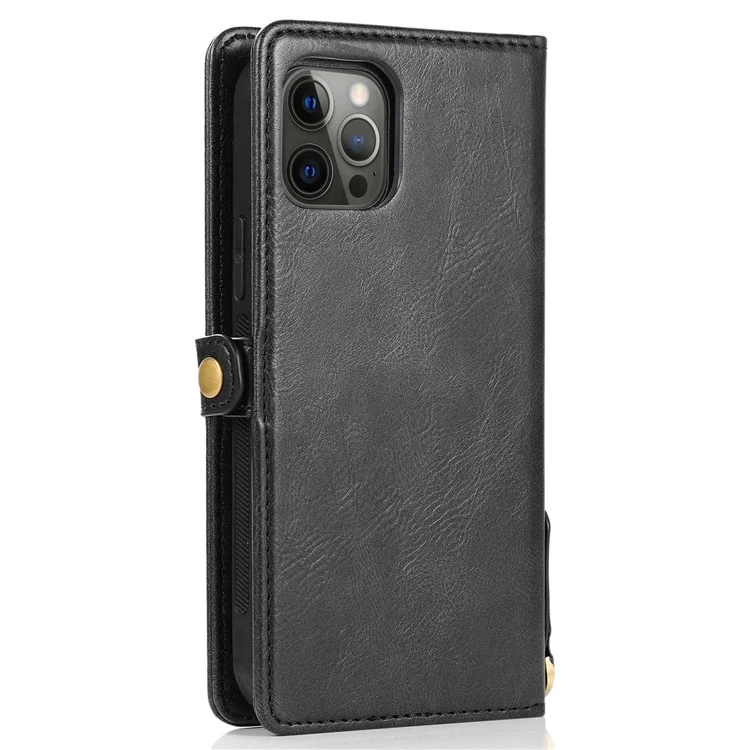 Per iPhone 13 Pro Max 6.7 pollici TPU+PU Pelle Anti-caduta Custodia per Telefono Magnetica Staccabile 2-in-1 Custodia Portafoglio - Nero