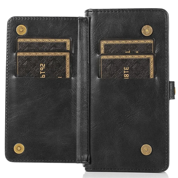 Per iPhone 13 Pro Max 6.7 pollici TPU+PU Pelle Anti-caduta Custodia per Telefono Magnetica Staccabile 2-in-1 Custodia Portafoglio - Nero