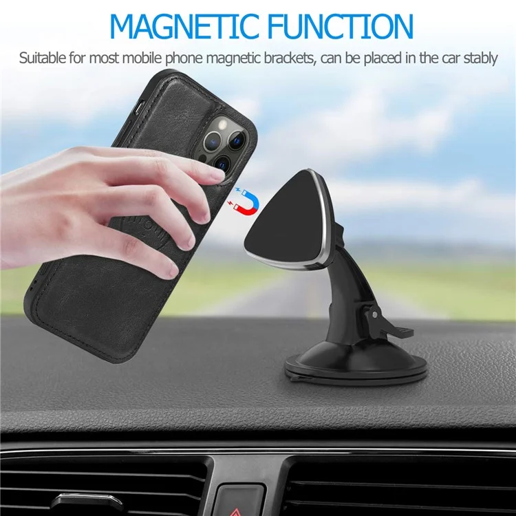 Per iPhone 13 Pro Max 6.7 pollici TPU+PU Pelle Anti-caduta Custodia per Telefono Magnetica Staccabile 2-in-1 Custodia Portafoglio - Nero