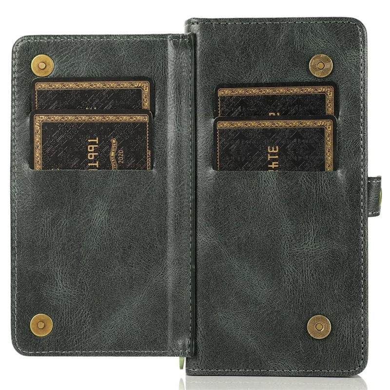 Wallet Phone Case for iPhone 14 Pro Detachable 2-in-1 TPU+PU Leather Shockproof Cover Anti-Drop Phone Case - Green