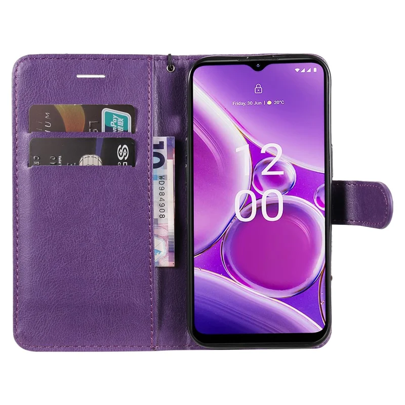 For Nokia G42 Case Solid Color Leather Mobile Cover Wallet Stand with Strap - Purple