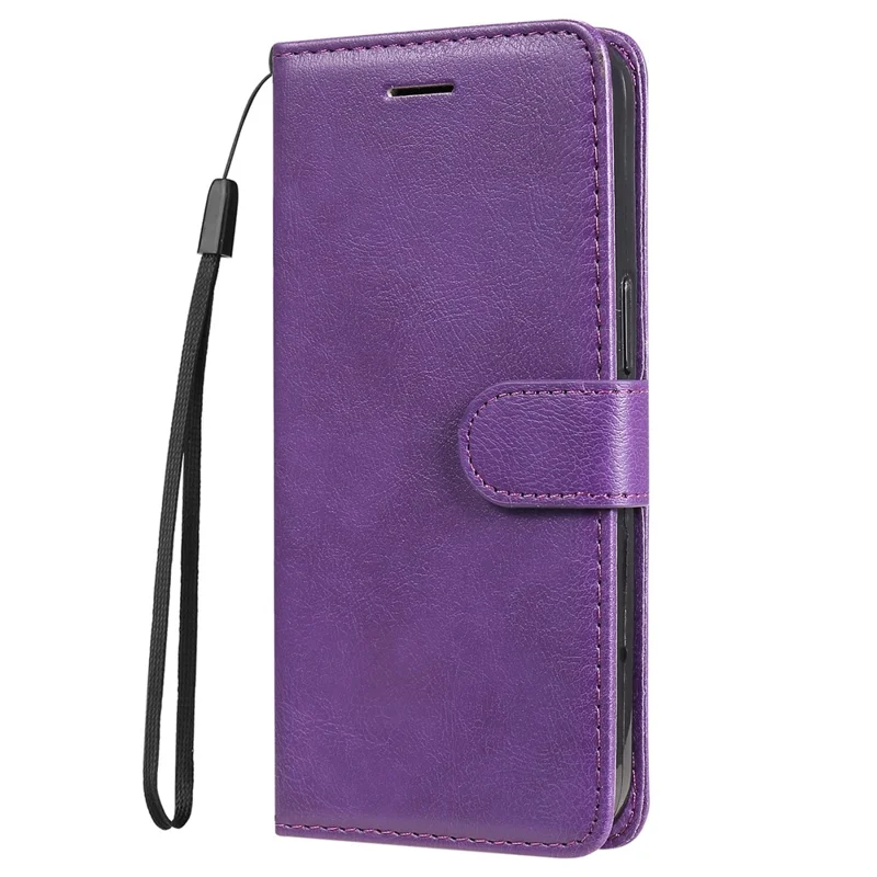 For Nokia G42 Case Solid Color Leather Mobile Cover Wallet Stand with Strap - Purple