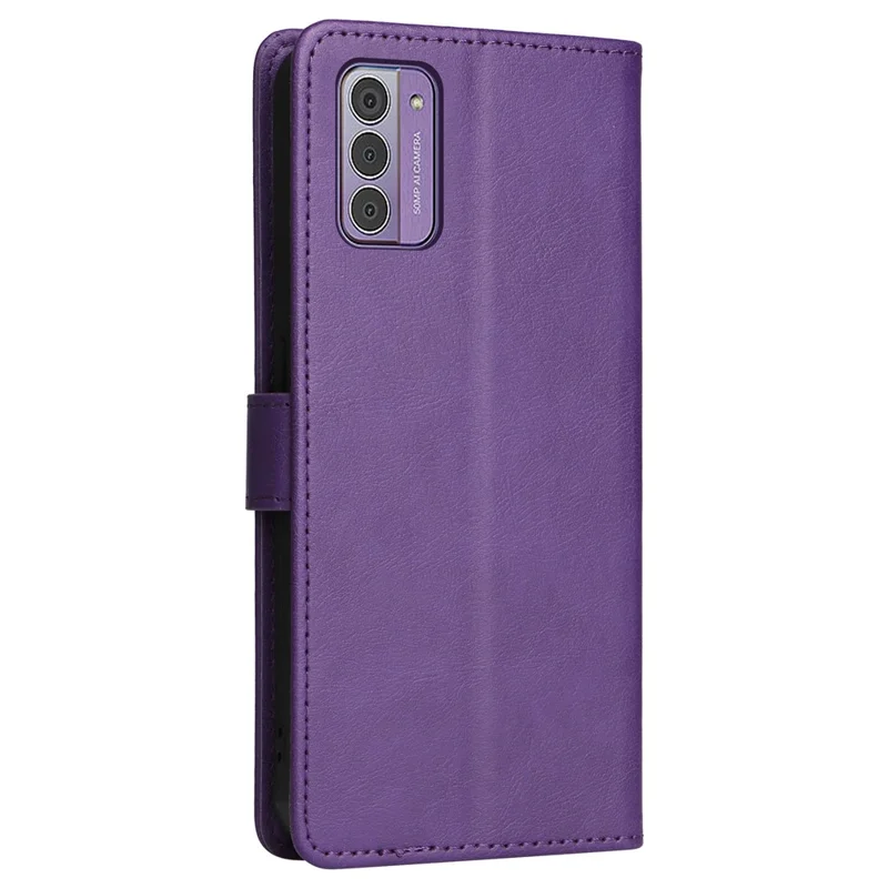 For Nokia G42 Case Solid Color Leather Mobile Cover Wallet Stand with Strap - Purple