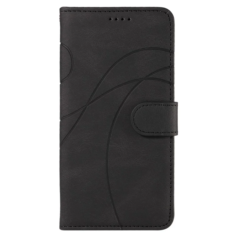 For Nokia G42 Cell Phone Case Shockproof PU Leather Imprinted Line Wallet Stand Cover - Black