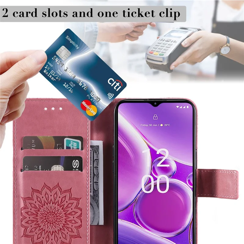For Nokia G42 Phone Case Sunflower Imprinted Leather Wallet Stand Cover with Strap - Pink