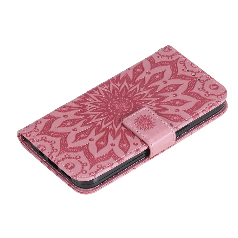 For Nokia G42 Phone Case Sunflower Imprinted Leather Wallet Stand Cover with Strap - Pink