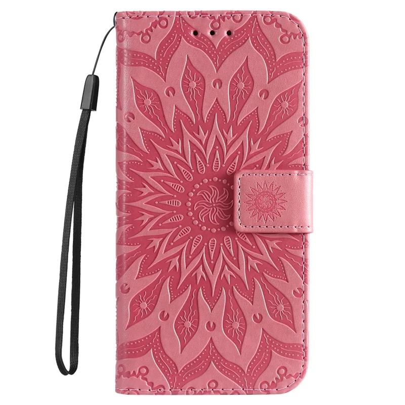 For Nokia G42 Phone Case Sunflower Imprinted Leather Wallet Stand Cover with Strap - Pink