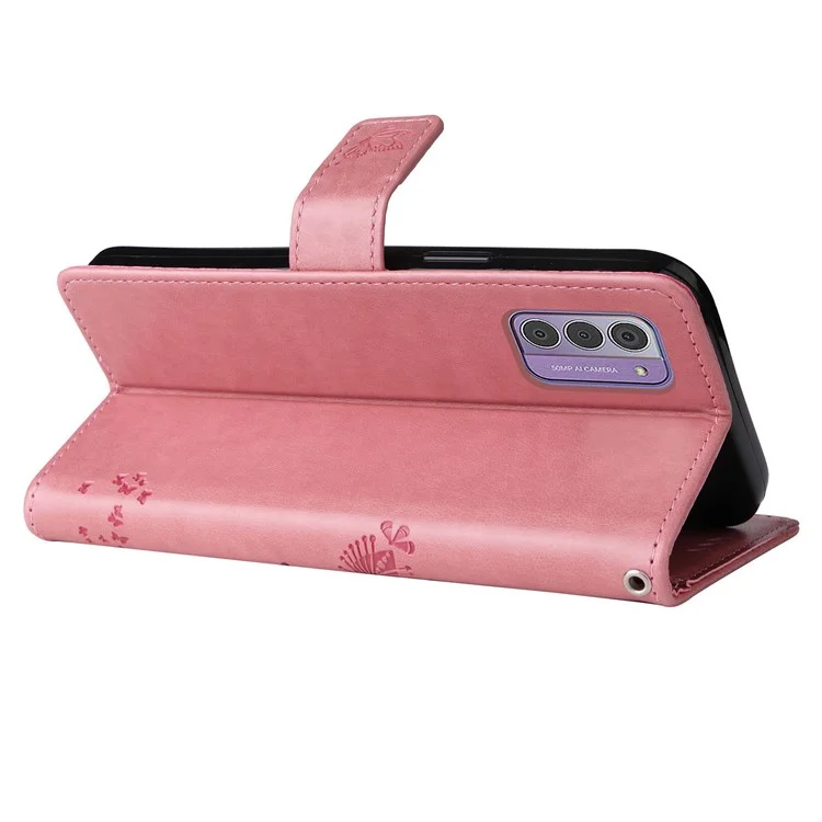 Para Nokia G42 KT Capa de Carteira Flip Stand Imprinted Cat Tree - Rosa