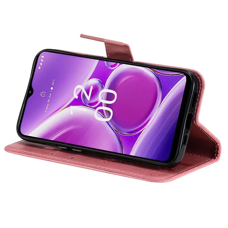 Para Nokia G42 KT Capa de Carteira Flip Stand Imprinted Cat Tree - Rosa