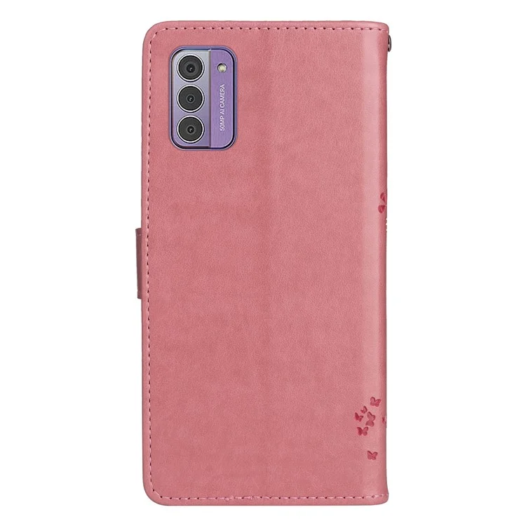 Para Nokia G42 KT Capa de Carteira Flip Stand Imprinted Cat Tree - Rosa