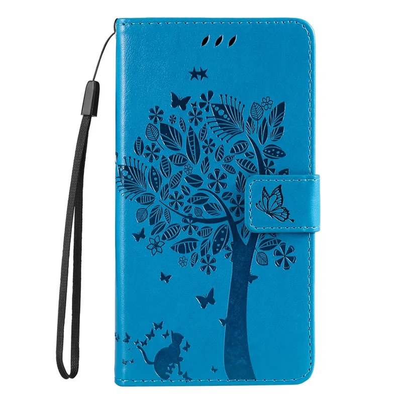 For Nokia G42 Phone Case with Stand Cat Tree Pattern Leather Wallet Mobile Cover  - Blue