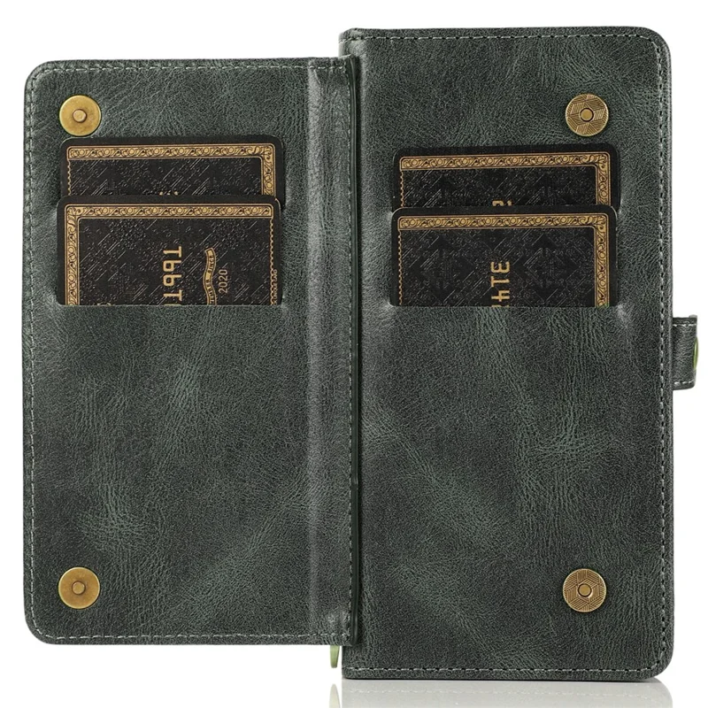 Detachable 2-in-1 TPU+PU Leather Case for iPhone 14 Protective Anti-Drop Phone Case with Strap - Green