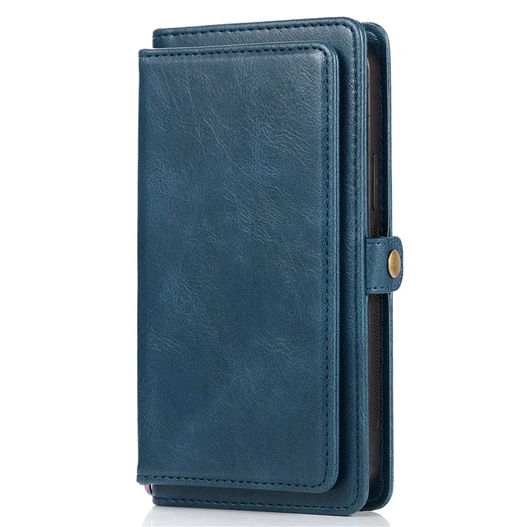 Anti-Drop Phone Case für iPhone 13 6.1 Zoll abnehmbare 2-in-1 TPU+PU Ledertasche mit Gurt - Blau
