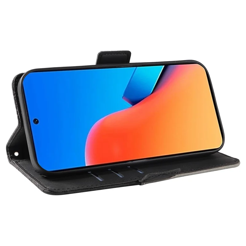 Para Xiaomi Redmi 12 4G Funda de cartera de cuero antigota con estampado de rombos - Negro