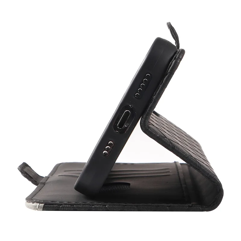 Para Xiaomi Redmi 12 4G Funda de cartera de cuero antigota con estampado de rombos - Negro
