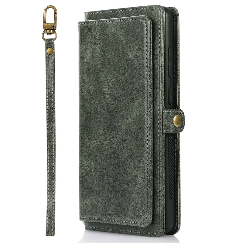 For Samsung Galaxy A33 5G TPU+PU Leather Case Detachable 2-in-1 Protective Wallet Phone Cover with Strap - Green