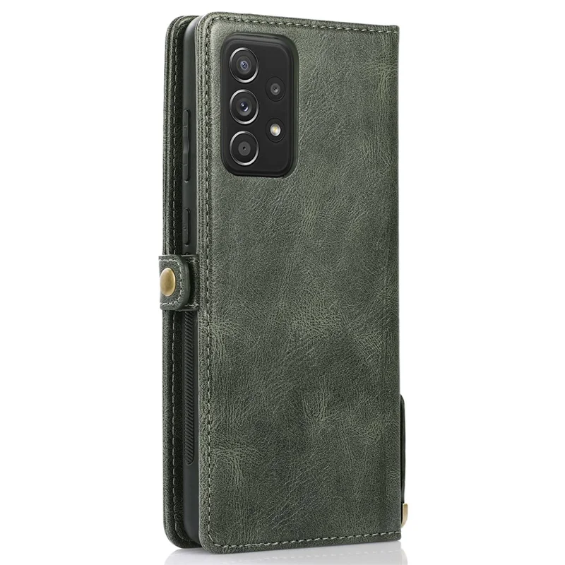 For Samsung Galaxy A33 5G TPU+PU Leather Case Detachable 2-in-1 Protective Wallet Phone Cover with Strap - Green