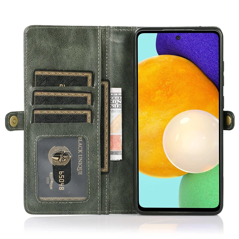 For Samsung Galaxy A33 5G TPU+PU Leather Case Detachable 2-in-1 Protective Wallet Phone Cover with Strap - Green