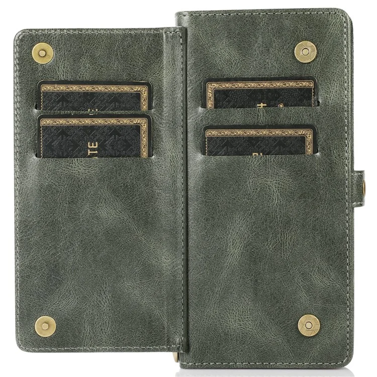 For Samsung Galaxy A13 5G / A13 4G Anti-Scratch Wallet Phone Cover Detachable 2-in-1 TPU+PU Leather Case with Strap - Green