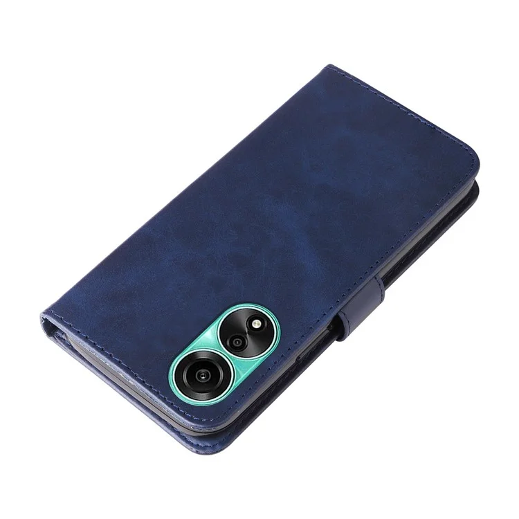Para Oppo A78 4G Zipper Pocket Wallet Stand Phone Case Anti-drop Calf Texture Cover - Azul