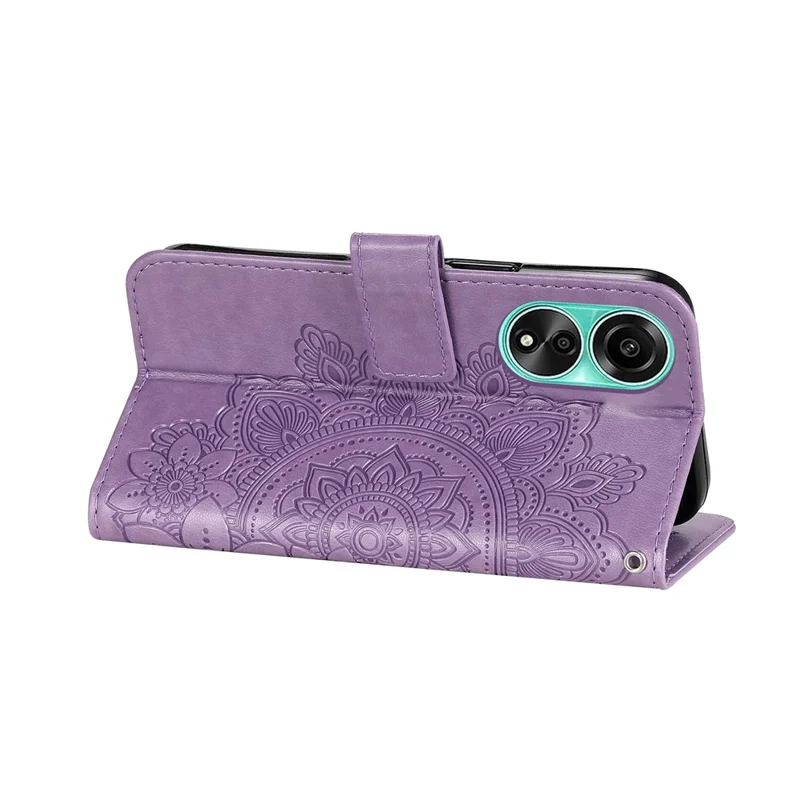 For Oppo A78 4G Case Floral Pattern PU Leather Wallet Stand Phone Cover - Purple