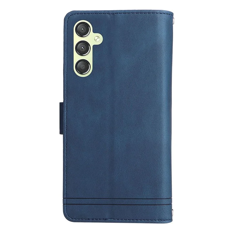 Pour Samsung Galaxy A54 5G Zipper Pocket Skin-touch Leather Case Multiple Card Slots Wallet Stand Phone Cover - Bleu