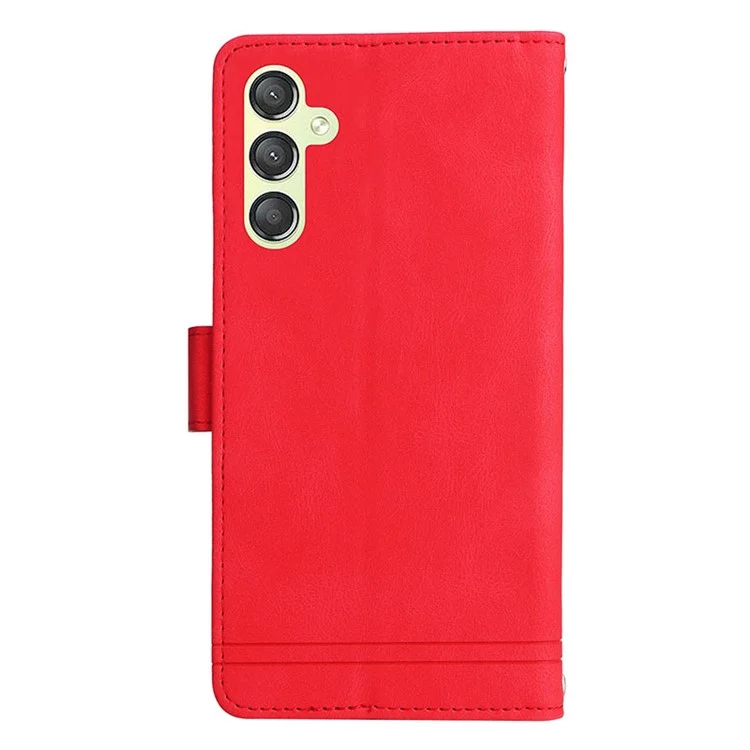 Para Samsung Galaxy S23 FE Múltiples Ranuras para Tarjetas Piel Táctil Funda de Teléfono con Bolsillo Cremallera Billetera de Pie Cubierta - Rojo